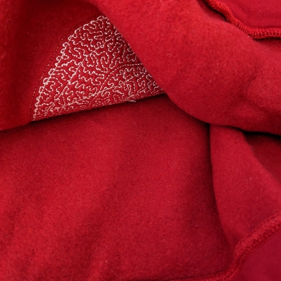 New Red Nose Reindeer Sequin Crewneck Sweatshirt Red Women Crop Christmas - Picture 5 of 7